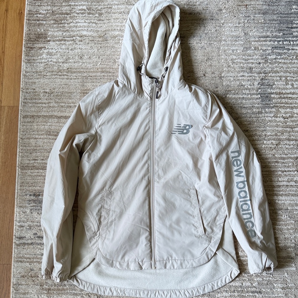 New Balance Beige Hooded Windbreaker Jacket